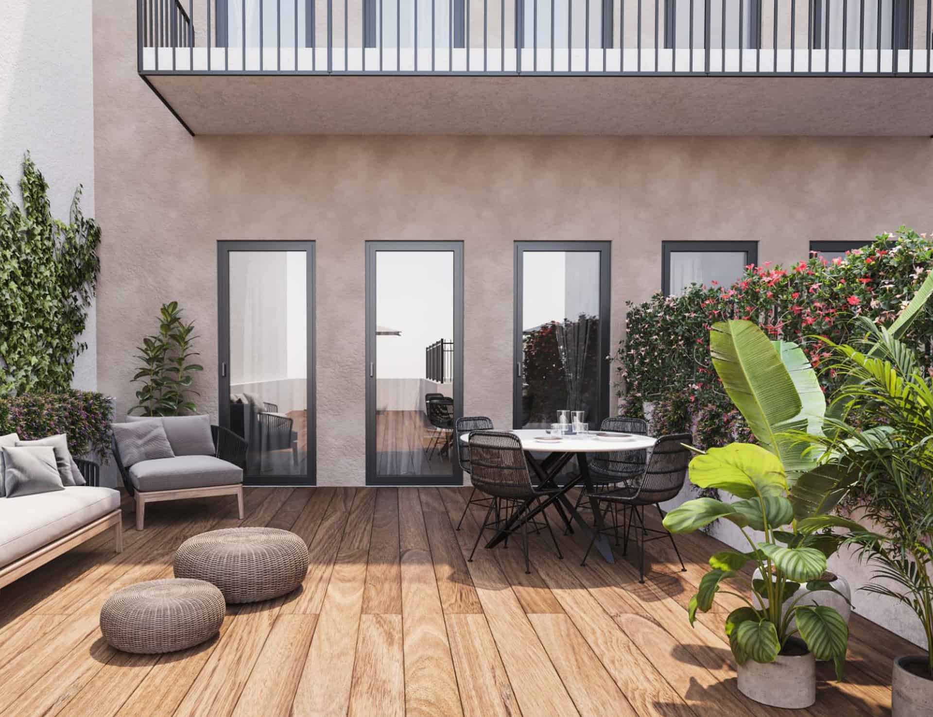 en venta promocion obra nueva comte urgell barcelona, vista de la terraza de uno de los pisos en venta