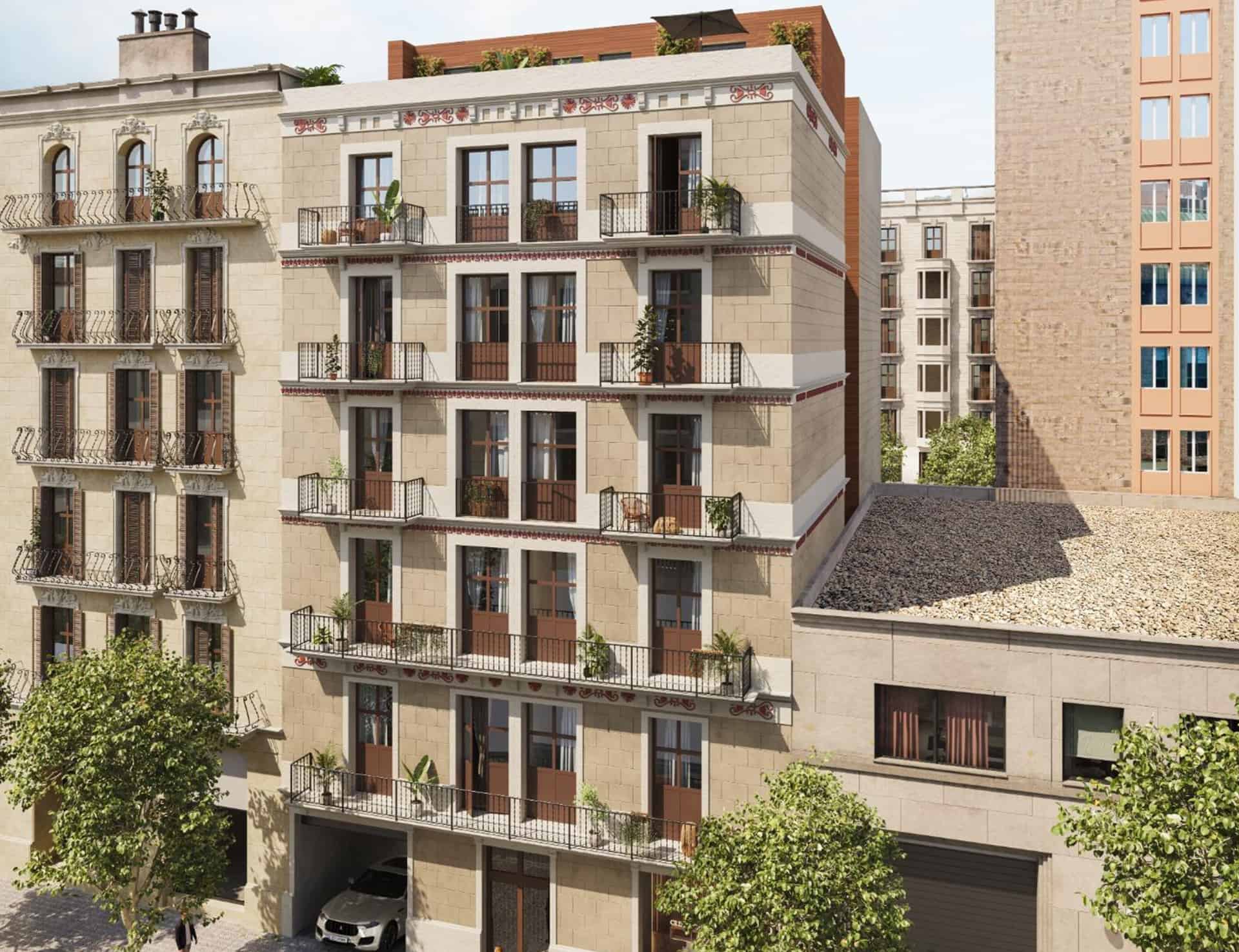 en venta promocion obra nueva comte urgell barcelona, vista de la fachada del edificio